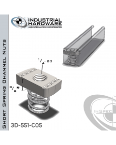 Short Spring Channel Nuts ( Strut ) Stainless 316 1/4-20 X 3/8