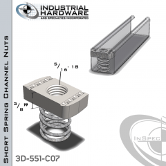 Short Spring Channel Nuts ( Strut ) Stainless 316 5/16-18 X 3/8