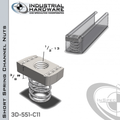 Short Spring Channel Nuts ( Strut ) Stainless 316 1/2-13 X 3/8