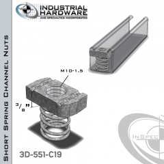 Short Spring Channel Nuts ( Strut ) Stainless Type 316 M10-1.5 X 3/8