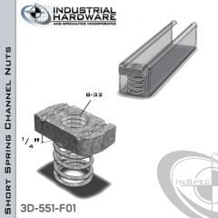 Short Spring Channel Nuts ( Strut ) Steel-E.G. 8-32 X 1/4