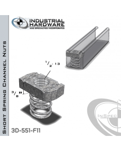 Short Spring Channel Nuts ( Strut ) Steel-E.G. 1/2-13 X 3/8