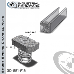 Short Spring Channel Nuts ( Strut ) Steel-E.G. M3.5-0.6 X 0.150