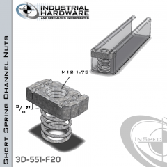 Short Spring Channel Nuts ( Strut ) Steel-E.G. M12-1.75 X 3/8