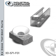 Ez Cone Top-Grip Nuts ( Strut ) Steel-E.G. (Zinc Pl) 1/4-20 X 3/8