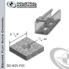 Square Flat Nuts ( Strut ) Steel-E.G. 1/4-20 Thread X 1/4 Thick