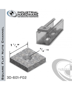 Square Flat Nuts ( Strut ) Steel-E.G. 3/8-16 Thread X 3/8 Thick