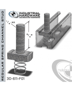 Regular Spring Channel Stud ( Strut ) Steel-E.G. 1/4-20 X 3/4 Stud