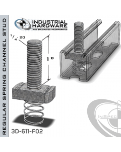 Regular Spring Channel Stud ( Strut ) Steel-E.G. 1/4-20 X 1 Stud