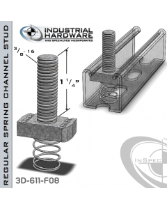 Regular Spring Channel Stud ( Strut ) Steel-E.G. 3/8-16 X 1-1/4 Stud