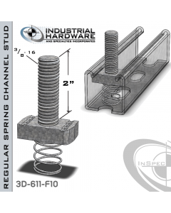 Regular Spring Channel Stud ( Strut ) Steel-E.G. 3/8-16 X 2 Stud