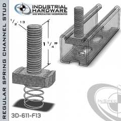 Regular Spring Channel Stud ( Strut ) Steel-E.G. 1/2-13 X 1-1/4 Stud