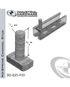 No-Spring Channel Stud ( Strut ) Steel-E.G. 1/4-20 X 3/4 Stud