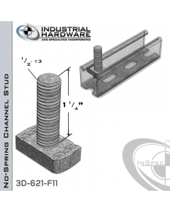 No-Spring Channel Stud ( Strut ) Steel-E.G. 1/2-13 X 1-1/4 Stud 3/8 Thick Nut