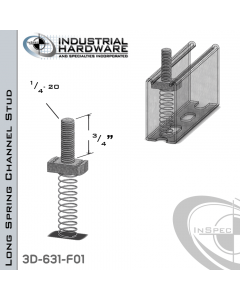 Long Spring Channel Stud ( Strut ) Steel-E.G. 1/4-20 X 3/4 Stud