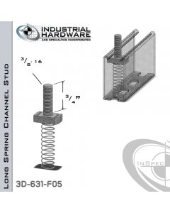 Long Spring Channel Stud ( Strut ) Steel-E.G. 3/8-16 X 3/4 Stud