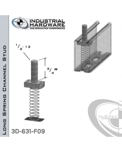 Long Spring Channel Stud ( Strut ) Steel-E.G. 1/2-13 X 3/4 Stud