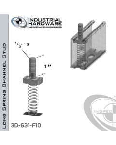 Long Spring Channel Stud ( Strut ) Steel-E.G. 1/2-13 X 1 Stud