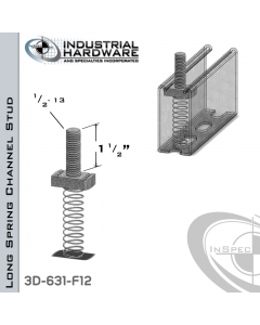 Long Spring Channel Stud ( Strut ) Steel-E.G. 1/2-13 X 1-1/2 Stud