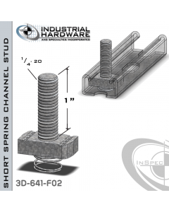 Short Spring Channel Stud ( Strut ) Steel-E.G. 1/4-20 X 1 Stud