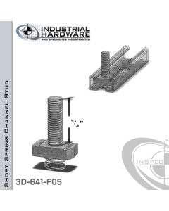 Short Spring Channel Stud ( Strut ) Steel-E.G. 3/8-16 X 3/4 Stud