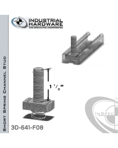 Short Spring Channel Stud ( Strut ) Steel-E.G. 3/8-16 X 1-1/2 Stud