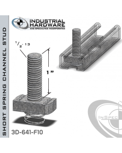 Short Spring Channel Stud ( Strut ) Steel-E.G. 1/2-13 X 1 Stud