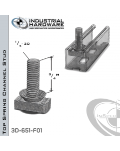 Top Spring Channel Stud ( Strut ) Steel-E.G. 1/4-20 X 3/4 Stud