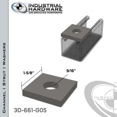 Channel ( Strut ) Washers Steel-Hot Dip Galv. 9/16 in. Hole X 1-5/8 in. Square X 1/4 in. Thick