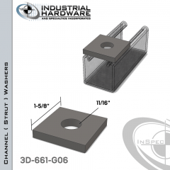 Channel ( Strut ) WashersSteel-Hot Dip Galv. 11/16 in. Hole X 1-5/8 in. Square X 1/4 in. Thick