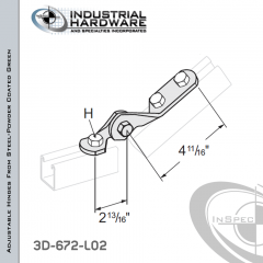 Adjustable Hinges From Steel-Powder Coat Green With 3-Holes X 9/16 in.