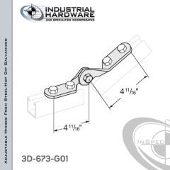 Adjustable Hinges From Steel-Hot Dip Galv. With 4-Holes X 9/16 in. Hole