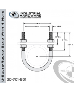 U-Bolts W/4 Nuts Stainless 304 For 1/2 in. Pipe 3.17 in. Inside Length