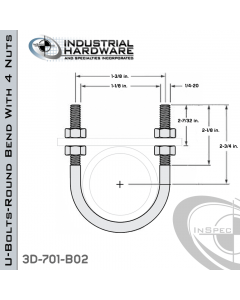 U-Bolts W/4 Nuts Stainless 304 For 3/4 in. Pipe 3.28 in. Inside Length