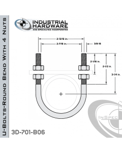 U-Bolts W/4 Nuts Stainless 304 For 2 in. Pipe 4.44 in. Inside Length