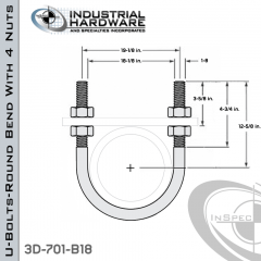 U-Bolts W/4 Nuts Stainless 304 For 18 in. Pipe 21.62 in. Inside Length