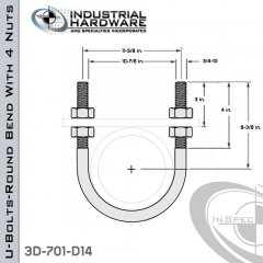 U-Bolts W/4 Nuts Plain Steel-Light Oil For 10 in. Pipe 13.75 in. Inside Length