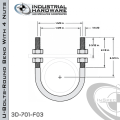 U-Bolts W/4 Nuts Steel-E.G. (Zinc Plated) For 1 in. Pipe 3.41 in. Inside Length