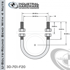 U-Bolts W/4 Nuts Steel-E.G. (Zinc Plated) For 24 in. Pipe 27.62 in. Inside Length