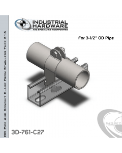 OD Pipe And Conduit Clamp From Stainless Type 316 For 3-1/2 in. OD Pipe