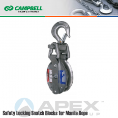 Campbell #7267196 6 in. Safety Locking Snatch Block - Manila Rope - WLL 3000 lb - Swivel Hook w/Latch