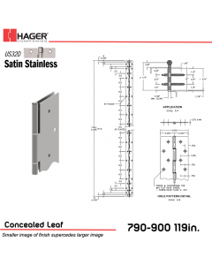 2BP-123546,PR900119032D000001E21P,798550235460,790-900 119" US32D 1PK  RH EPT  21-7/8" TO C/L