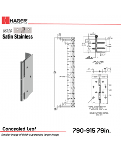 2BP-050571,PR915079032D000001E245,041359505716,790-915 79" US32D RH 1PK EPT   24.5" TO C/L