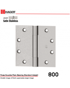 Hager 800 5 x 4.5 US32D Full Mortise Hinge Stock No 002500