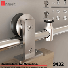 Hager 9432 Top Mount Stick Barn Door Stock No 183635