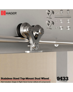 Hager 9433 Top Mount Dual Wheel Barn Door Stock No 183638