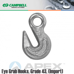 Campbell #T9001824 1/2 in. Grade 43 Eye Grab Hooks - 9200 lb WLL - Carbon Steel - Zinc Plated