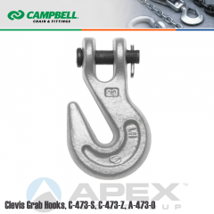 Campbell #4500404 1/4 in. Clevis Grab Hooks - 2600 lb WLL - Carbon Steel - Self-Colored