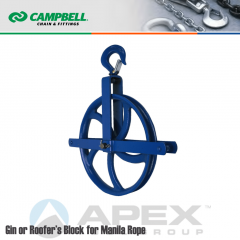 Campbell #7269812 12 in. Gin or Roofer Block - Manila Rope - WLL 1000 lb - Swivel Hook w/Latch