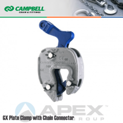 Campbell #6423900 GX Plate Clamp with Chain Connector - 1/16 to 5/16 in. Grip Range - 1/2 Metric Ton WLL